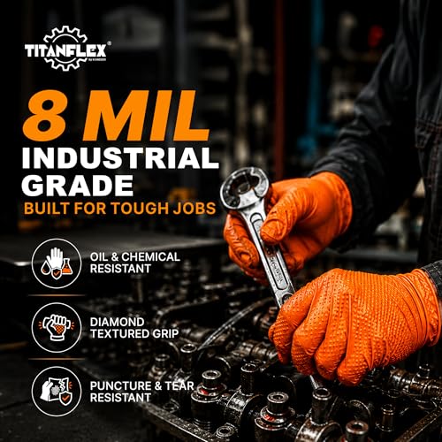 Heavy Duty Industrial Orange Nitrile Gloves (03 8mil (1000ct) / Small)