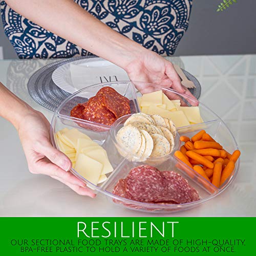 6 Sectional Round Plastic Serving Tray (Clear)