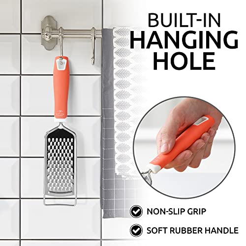 Professional Cheese Grater Stainless Steel (1 Pack / Orange)