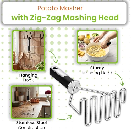 Stainless Steel Potato Masher & Durable Vegetable Peeler Set