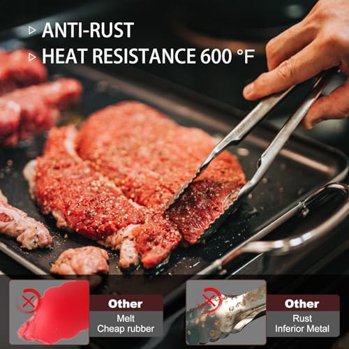 Metal Tongs For Cooking Up To 600°F Kitchen Tongs 3PCS (3 Count)