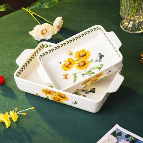 ONCCI In Glaze Ceramic Baking Dish Set of 2 (Sunflower)