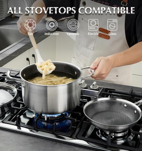 Triply Stainless Steel Cookware Set 14Pcs (Black / 14 Pcs)