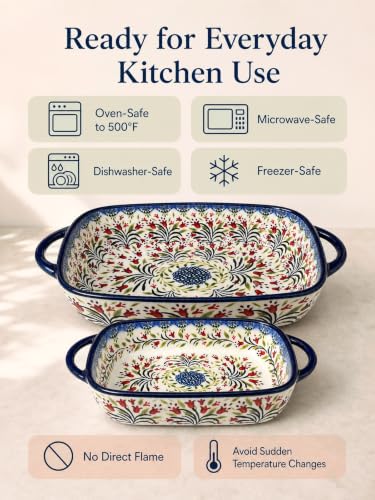 2 Piece Polish Pottery Style Ceramic Baking Dish Set (2 Count)
