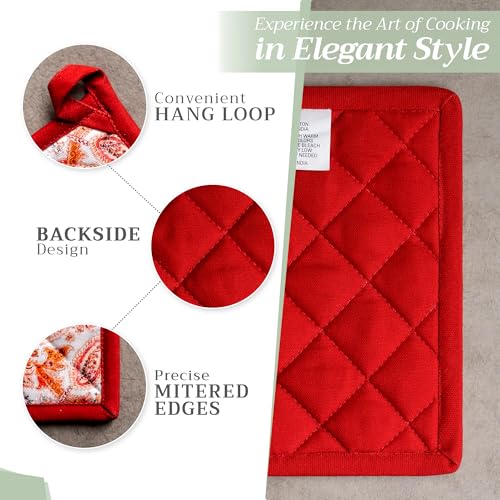 100% Cotton Oven Mitt & Pot Holder Set (055 - Orient / 7.5" x 13" & 8" x 8" (Oven Mitt & Pot Holder))