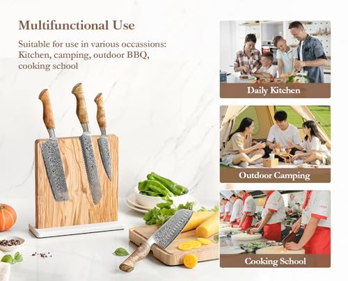 Double sided Magnetic Knife Holder without Knives (Olive Wood Knife Holder)
