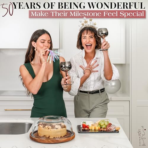 50th Birthday Wine Glass (50th / Black)