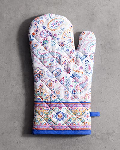 100% Cotton Oven Mitt & Pot Holder Set (083 - Indian Floral / 7.5" x 13" & 8" x 8" (Oven Mitt & Pot Holder))