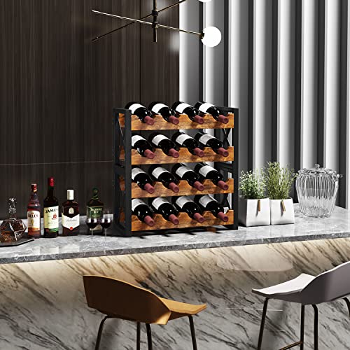 2-in-1 Wine Rack Countertop, Small Wine Rack Organizer Holder, Wooden Wine Rack Inserts for Cabinet, Stackable Wine Rack for Kitchen,Home Bar (Modern)