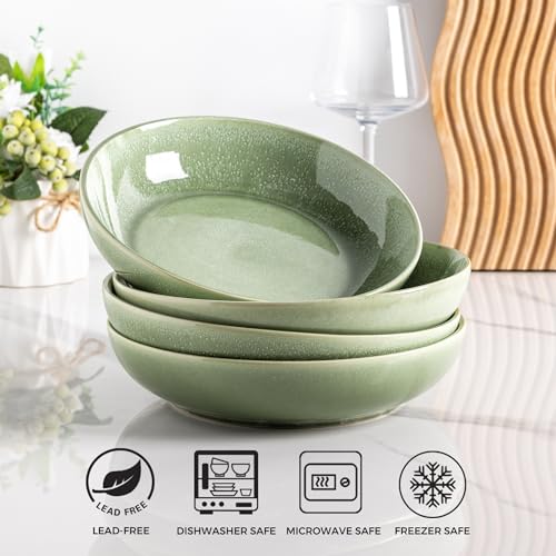 8.5’’ Ceramic Pasta Bowls Set of 6 (Set of 6 / Olive Green)