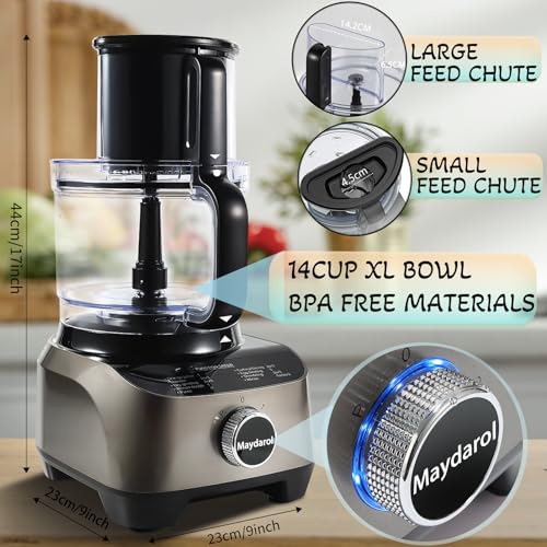 11-in-1 Food Processor and Blender Combo, 14 Cup Food Processor with Large Chute, 51 oz for Smoothies & Ice, for Chopping, Grinding, Slicing, Shredding, Purees & Dough, Dishwasher Safe (14 Cup)