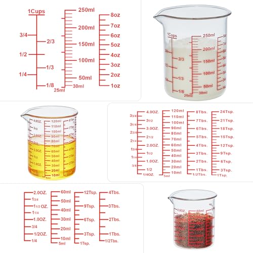 Glass Measuring Cups with Spouts (60ml/120ml/250ml Measuring Cup Set)