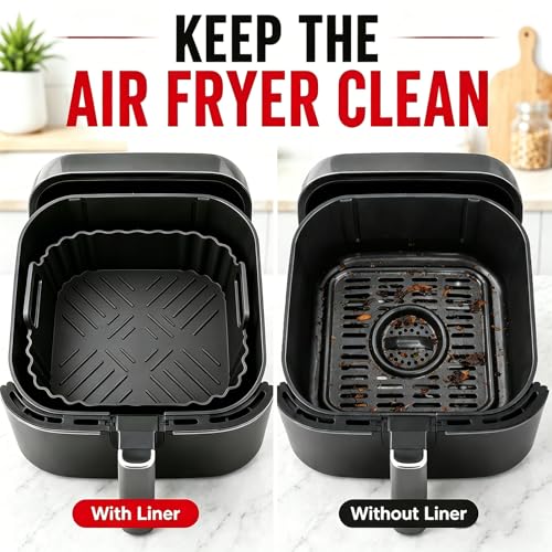 Square Silicone Air Fryer Liners (Red / 8"L x 7.5"W)