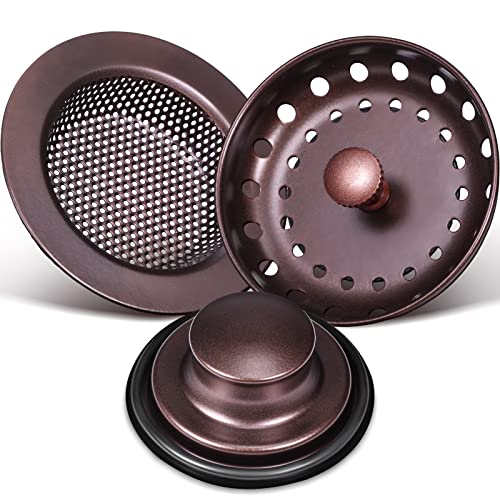 3 Pcs Sink Plug Stopper Disposal Drain Strainer (Oil Rubbed Bronze)