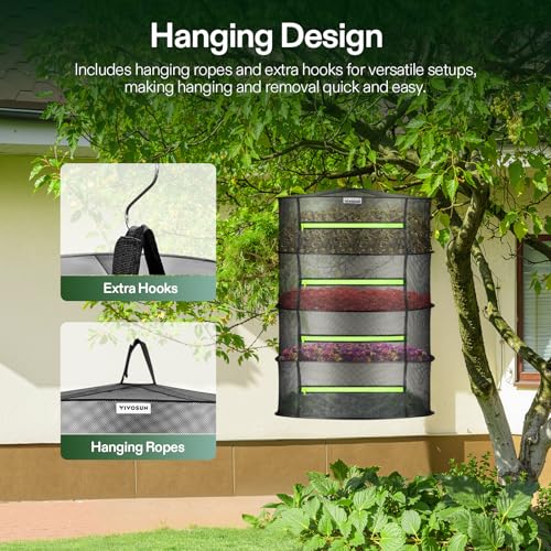 4 Layer Mesh Drying Rack Hanging Design with Green Zippers for Dehydrating