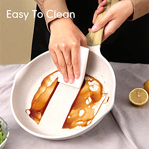8 Inch Nonstick Frying Pan Easy Clean Small Egg Pan Skillet (Beige / 8")