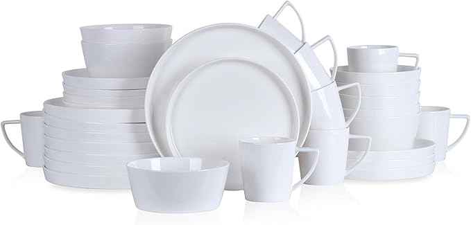 Stone Lain Madeline Formal Bone China Dinnerware Set 32 Piece Service for 8, White