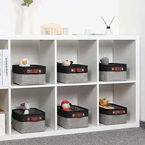 Small Storage Baskets for Shelves (Black&Grey / XS-12"x8"x5")