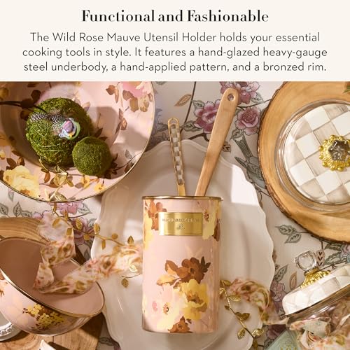Enamel Utensil Holder (Mauve Wild Rose)