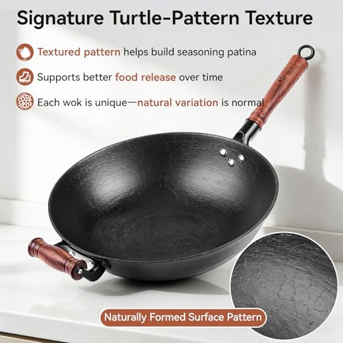 14.1" Cast Iron Wok with Glass Lid (14.1 Inch)