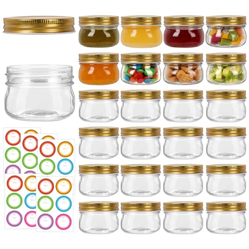 4oz 24 Pack Mini Mason Jars with Gold Lids (Gold Lids-4oz)