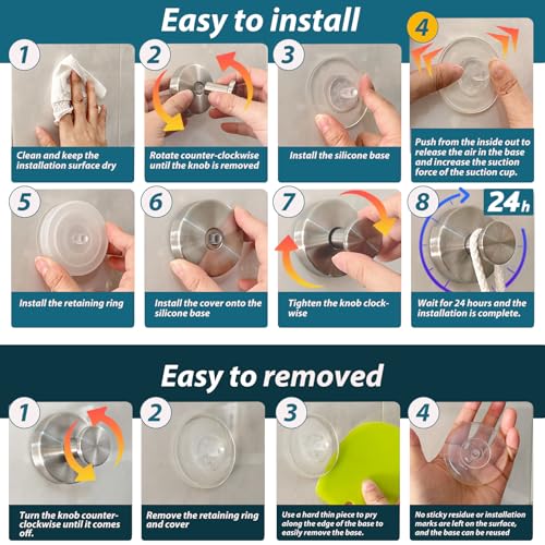 Suction Cup Hooks for Shower (4 Count)