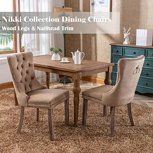 Khaki Velvet Dining Chairs Set of 2 (Khiki)