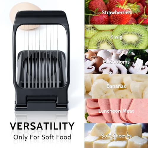Egg Slicer for Hard Boiled Eggs & Strawberry Soft Foods (Black)