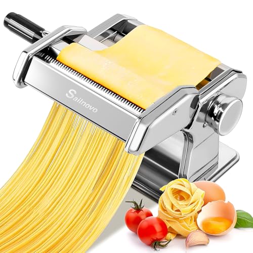 3-in-1 Pasta Maker with 9-Setting Pasta Roller & Cutters, Silver (Silver)