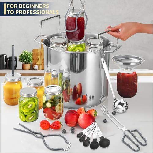 Canning Supplies Starter Kit with Canning Rack (11-Pcs Rack Set / Gray)