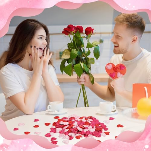 500 Pcs Red Rose Pink Valentine's Day Confetti Glitter Decor (Rose Red Pink)