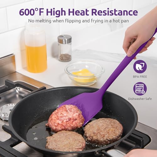 Silicone Turner Cooking Spatula (Purple / 13.6 in)