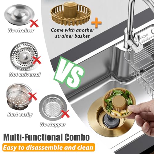 Kitchen Sink Drain Strainer (Brushed Gold)