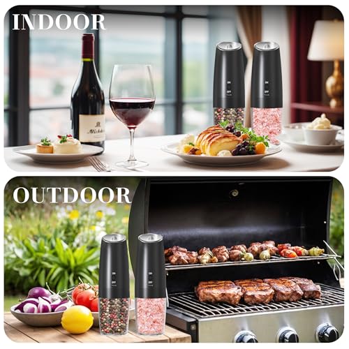 Rechargeable Salt Pepper Grinder Set (Black+Black-Set)
