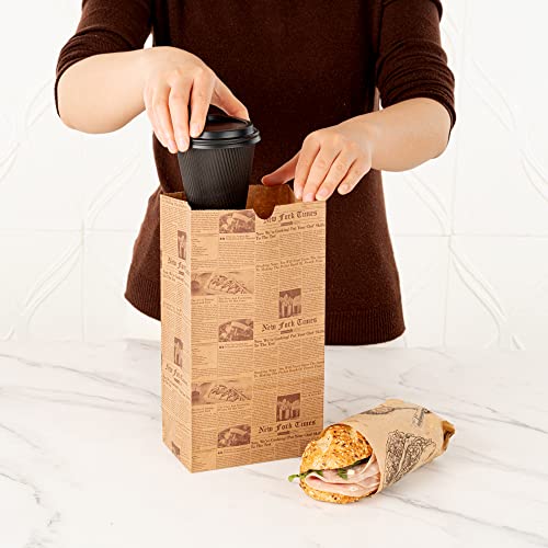 Bag Tek 6 Lb Disposable Lunch Bags 100 Sturdy Take Out Bags (6 lb / Kraft Newsprint)