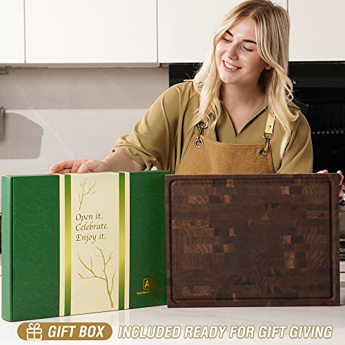 Large Walnut Wood End Grain Cutting Board 17x13x1.5" Butcher Block (End Grain / 17"L x 13"W)