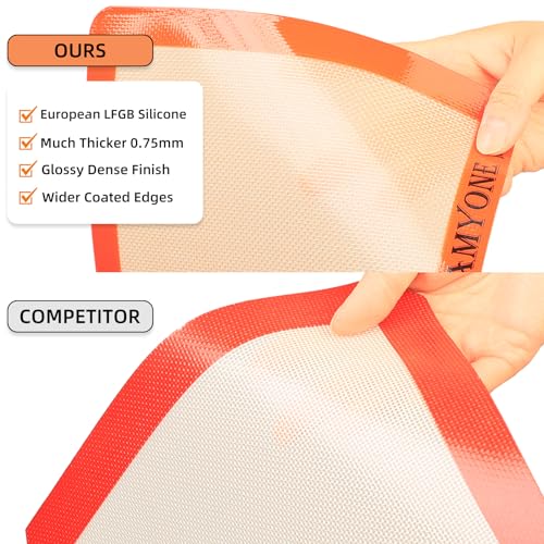 Silicone Baking Mats for 10x15" Jelly Roll Pan (Bright Orange / 14.4"L x 9.5"W)