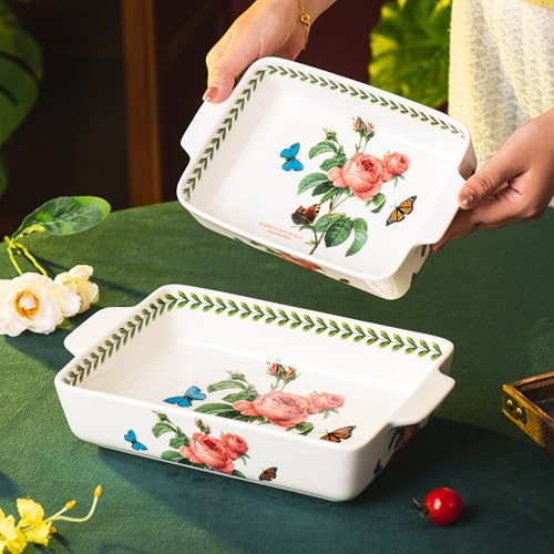 ONCCI In Glaze Ceramic Baking Dish Set of 2 (Pink Rose)