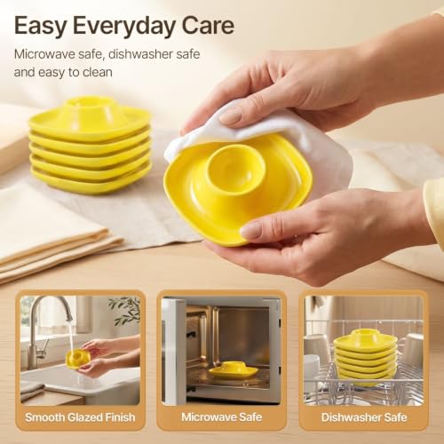 Soft Boiled Egg Cups (6 Pack / Square Style, Yellow)