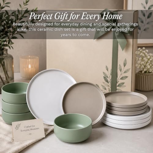 12 Piece Stoneware Dinnerware Set for 4
