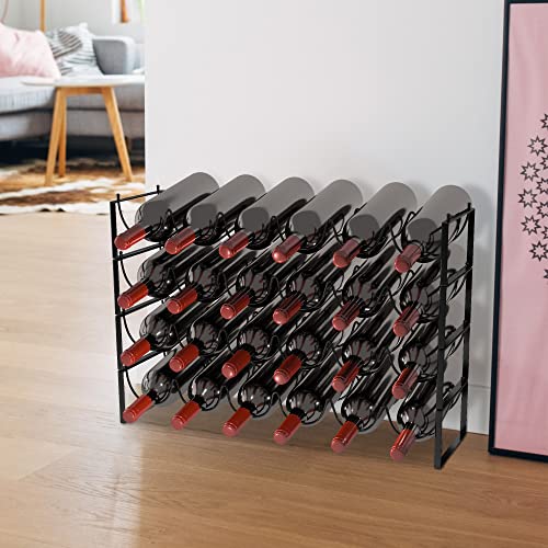 4 Tier Wine Rack (Black / 24-Bottle)