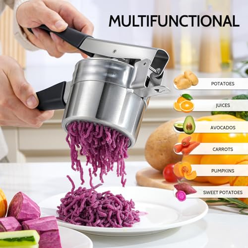 Potato Ricer Sopito Upgraded Stainless Steel Potato Masher with 3 Interchangeable Discs