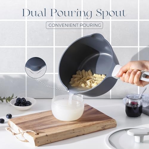 Ceramic Nonstick Saucepan with Lid (1.2 Quarts / Gray)