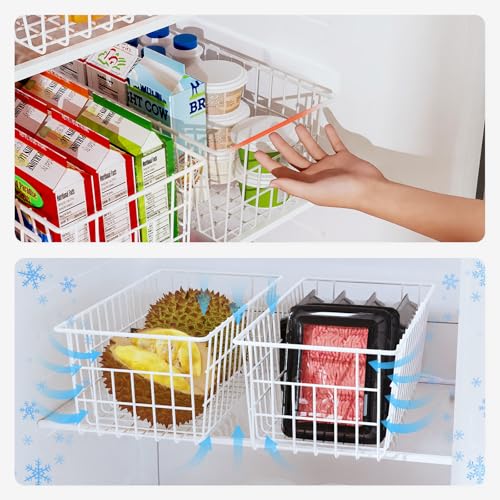 Upright Freezer Organizer Bins Metal Wire Storage Container Basket