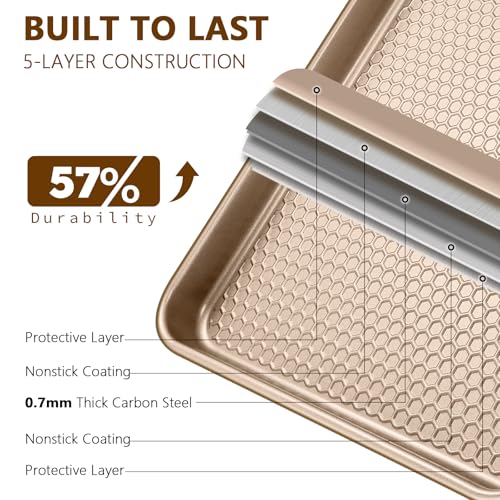 Baking Sheet Pan Set of 2 (15x10x1 inch Set / Textured Champagne Gold)