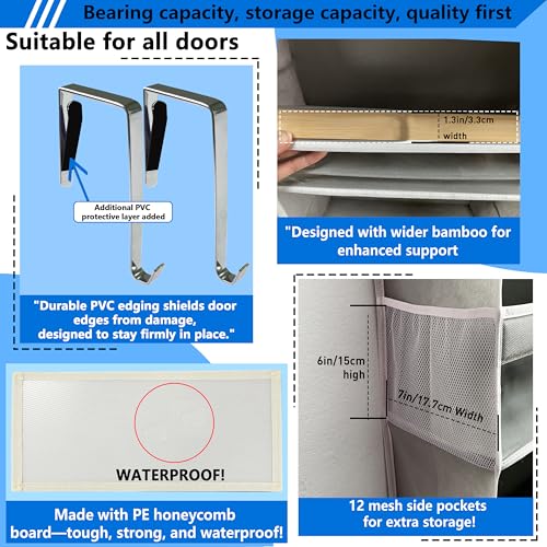 Over the Door Organizer Storage 6 Tier (over door organizer-Grey)