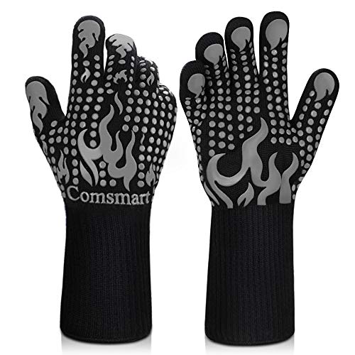 BBQ Gloves 1472F Heat Resistant Silicone Non (long / Gray)