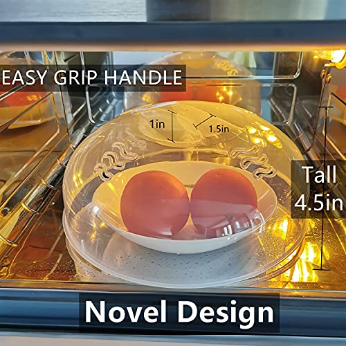 Microwave Cover for Food 2PCS Microwave Splatter Cover Large Microwave Plate Food Cover With Easy Grip Handle Anti (white-2pcs)