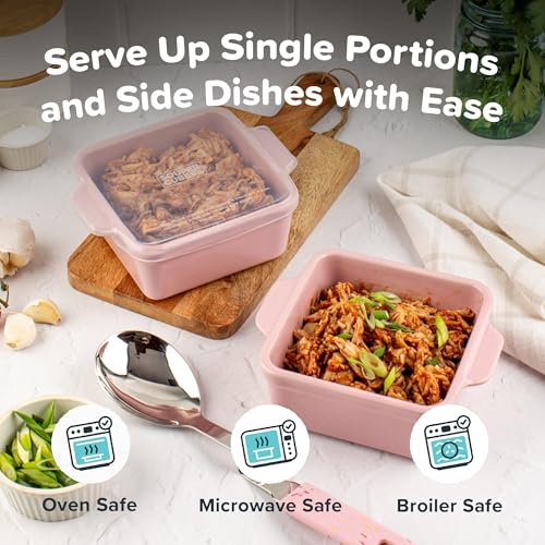 5x5" Ceramic Baking Dishes with Lids (Cotton Candy / 5"x5" - MADE IN USA)