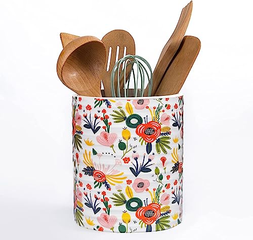 Kitchen Utensil Holder (Mint Floral)